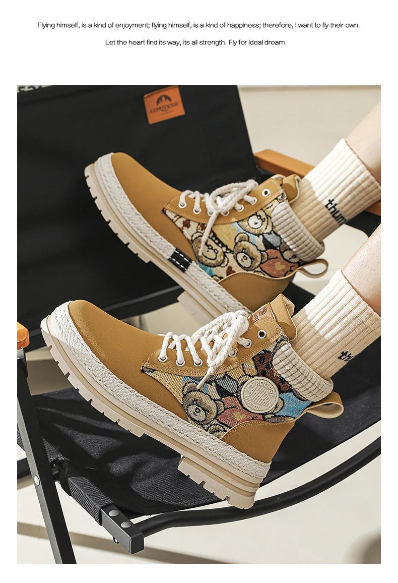 "Riot Fuel" Men's Street Platform Combat Boots – 2025 Limited Ankle-Lace Designer Desert Kickers for Cold-War Winters - Premium boots from dsers - Just $32.99! Shop now at Lizard Vigilante