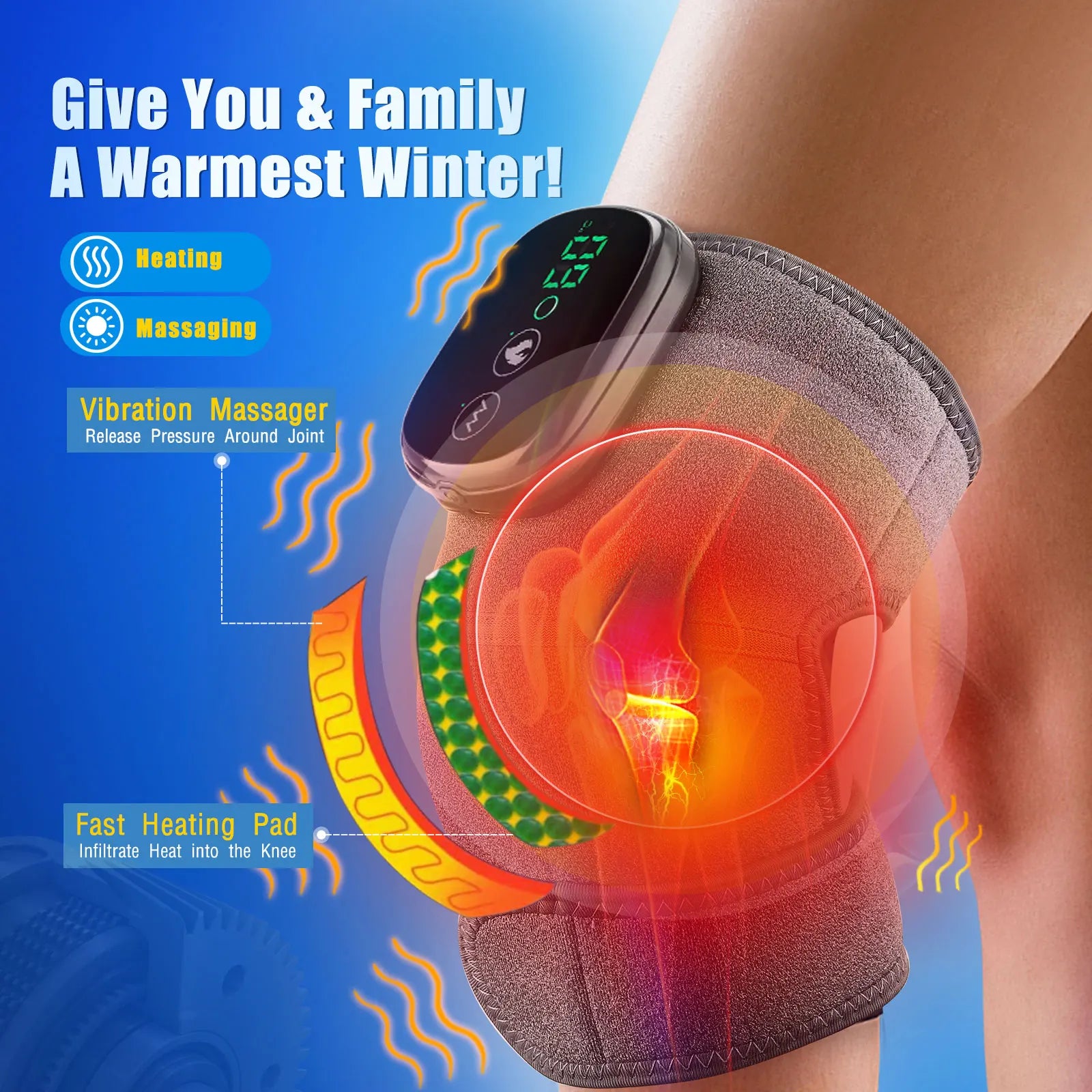 Electric Heating Knee Massager Joint Elbow Knee Pad Shoulder Pad Vibration Knee Shoulder Massage Health Care - Premium  from Lizard Vigilante - Just $23.99! Shop now at Lizard Vigilante