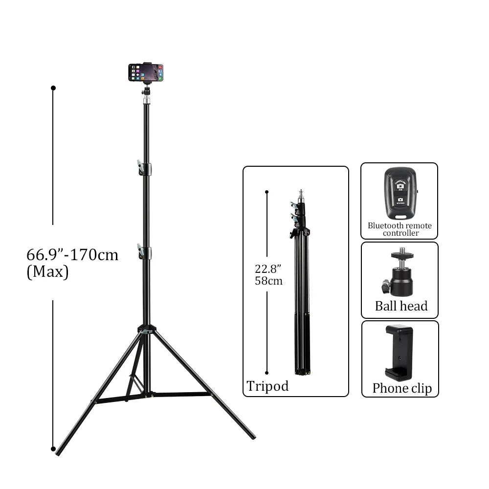 200cm Adjustable Photography Tripod Light Stand with 1/4 Screw Head, Lightweight Aluminum Tripod for Ring Light, Phone & DSLR Cameras – Pro Photo Studio Support - Premium light stand from Lizard Vigilante - Just $21.99! Shop now at Lizard Vigilante