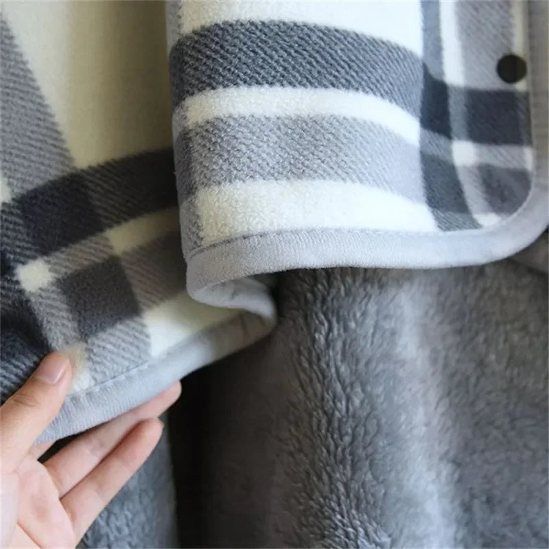 Thicken Winter Wearable Blanket - Soft Plaid Fleece Throw for Adults - Premium blanket from Lizard Vigilante - Just $36.88! Shop now at Lizard Vigilante