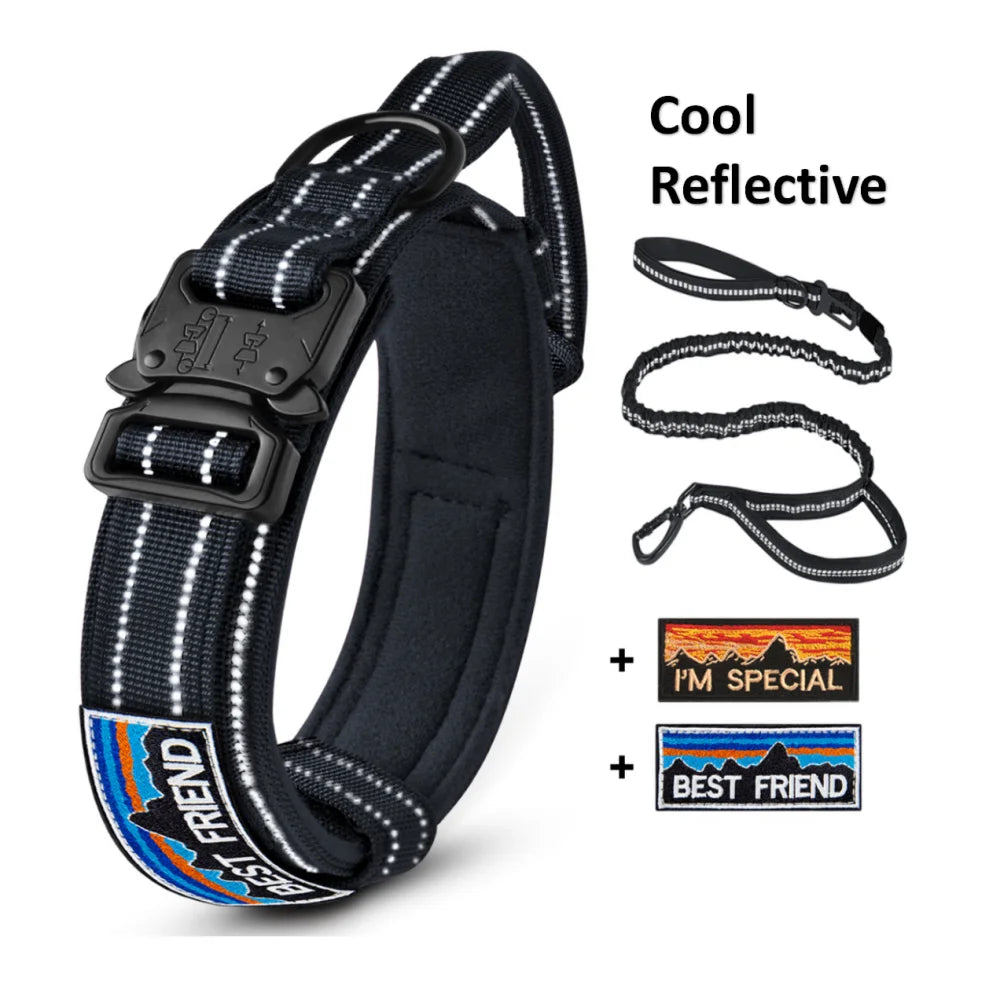 Durable Tactical Dog Collar and Leash Set – Adjustable, Padded, Reflective Military Training Collar for Medium to Large Dogs - Premium collar from Lizard Vigilante - Just $22.99! Shop now at Lizard Vigilante