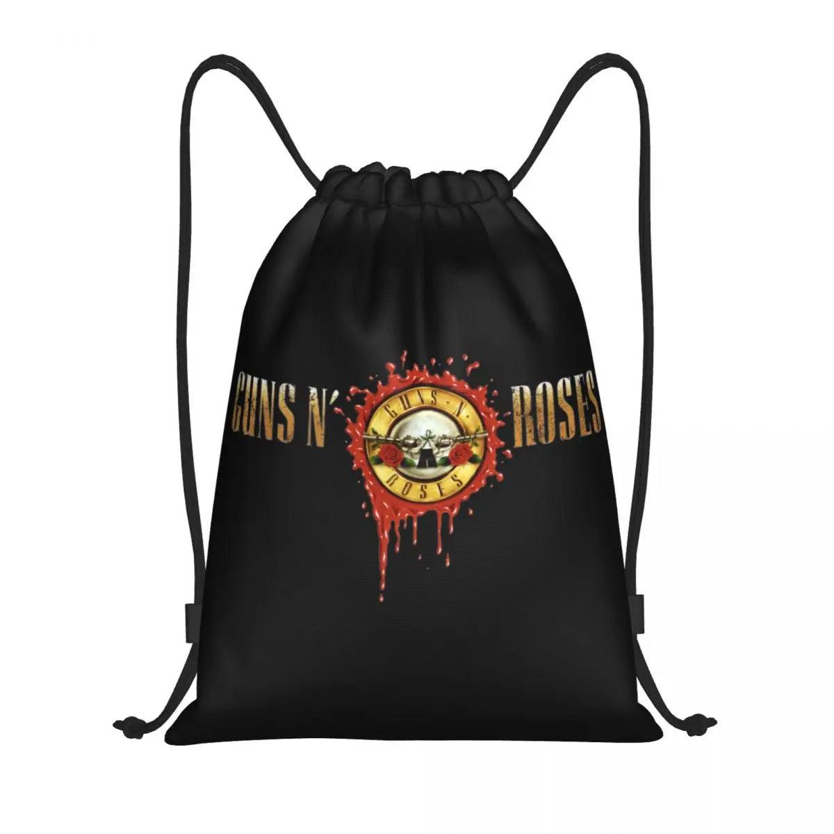 Guns N Roses Bullet Logo Drawstring Backpack Women Men Gym Sport Sackpack Portable Hard Rock Band Training Bag Sack - Lizard Vigilante