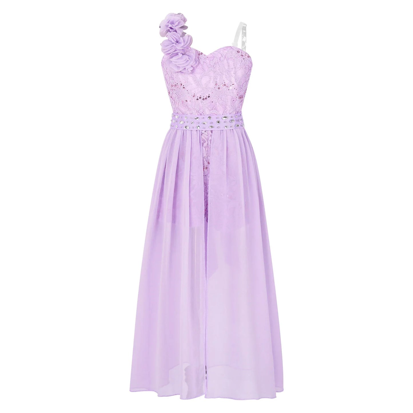 Girls Elegant Party Dress – Sequin Beaded Asymmetrical Gown with Lace Chiffon Overlay, Birthday, Wedding, Prom Pageant Dress - Premium dress from Lizard Vigilante - Just $34.99! Shop now at Lizard Vigilante