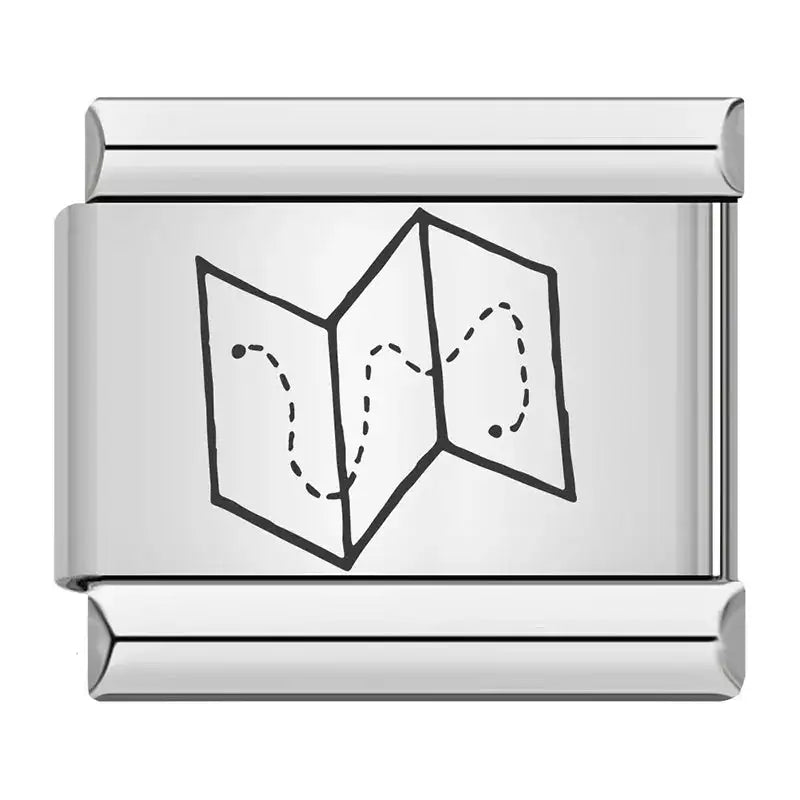 1pc New Designer Exploration Hotel Map Tent Charm Links Fit 9mm Bracelet Stainless Steel Jewelry DIY Making Bangle