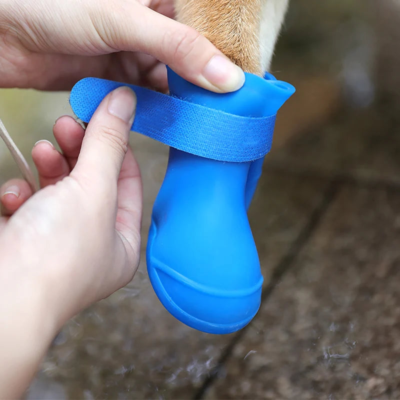 4Pcs Waterproof Anti-Slip Rubber Boots for Dogs & Cats - Pet Rain Shoes for Small, Medium, and Large Pets - Premium pet boots from Lizard Vigilante - Just $15.99! Shop now at Lizard Vigilante