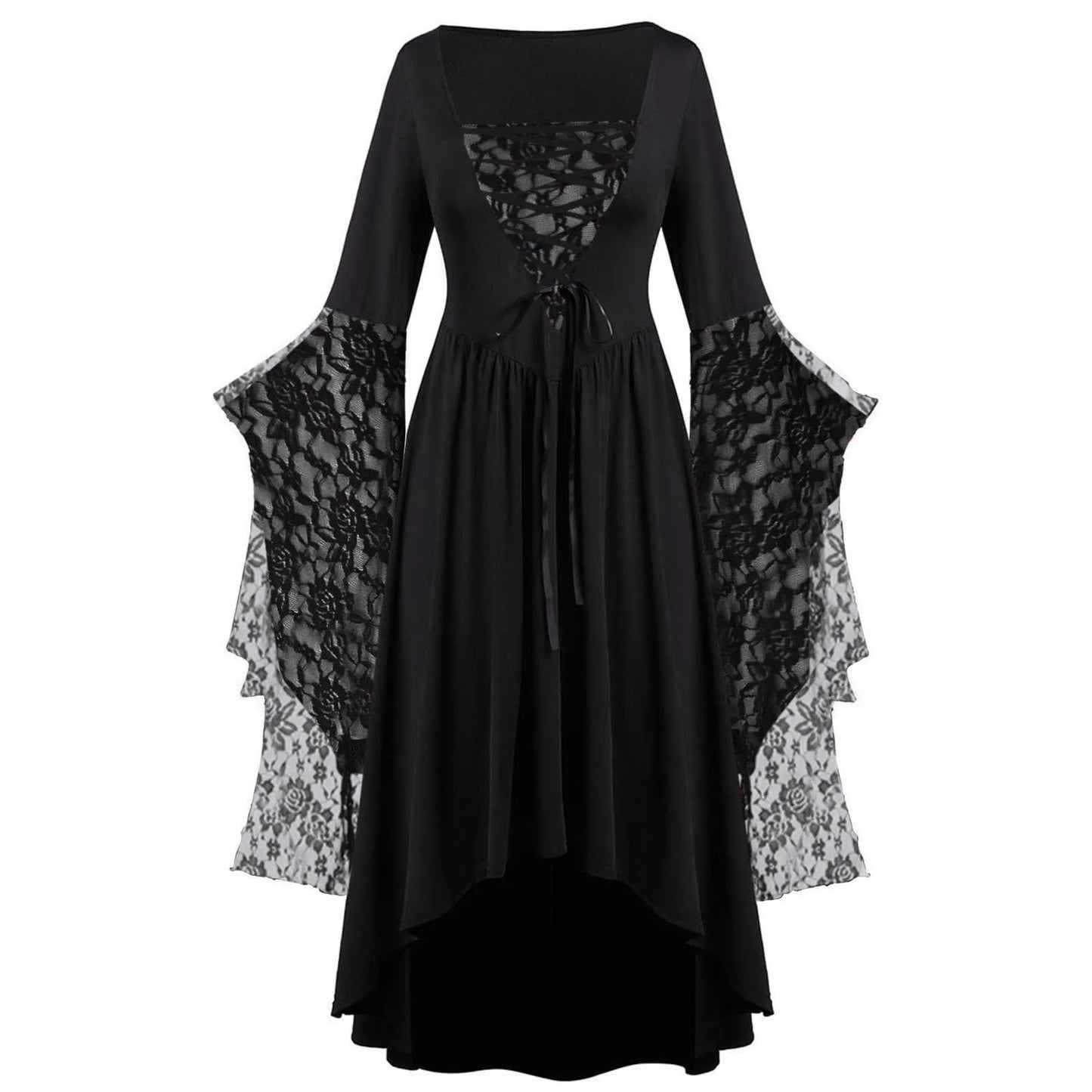 Gothic Clothes For Women Halloween Flare Sleeve Lace Skeleton Punk Dresses Plus Size Retro Medieval Costume Women Gothic Dress - Premium  from Lizard Vigilante - Just $23.99! Shop now at Lizard Vigilante