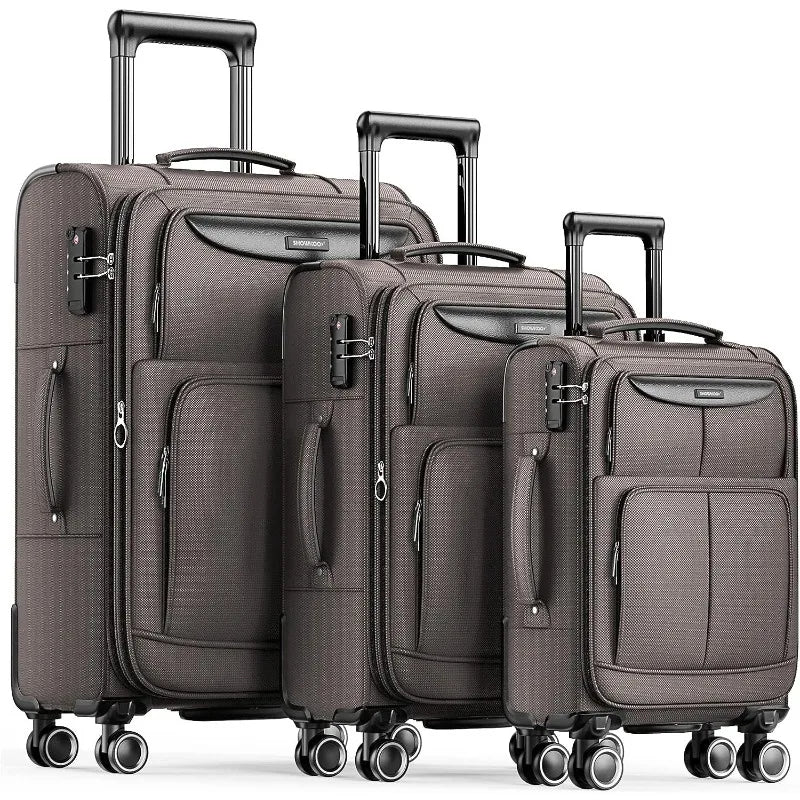 Luggage Sets 3 Piece Softside Expandable Lightweight Durable Suitcase Sets Double Spinner Wheels (20in/24in/28in) - Premium 3-Piece Luggage Set from Lizard Vigilante - Just $288.88! Shop now at Lizard Vigilante