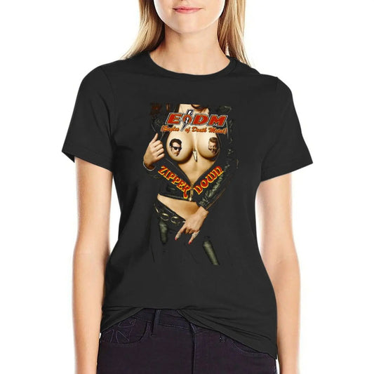 Women's EAGLES Of Death METAL Zipper Down T-Shirt EODM Top - Premium T-Shirt from Lizard Vigilante - Just $24.99! Shop now at Lizard Vigilante