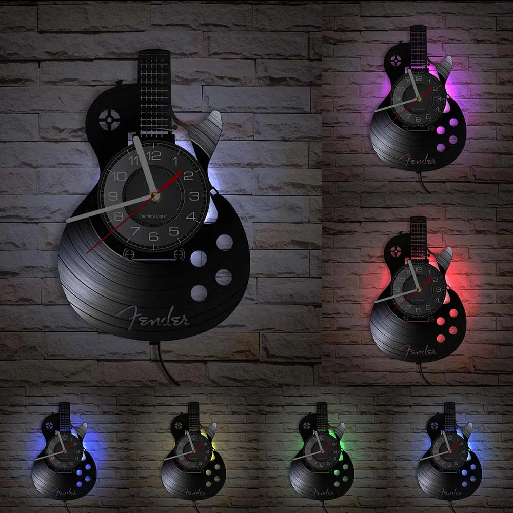Guitar Player Vinyl Record Wall Clock: The Rock Music Instrument Wall Art for Your Living Room