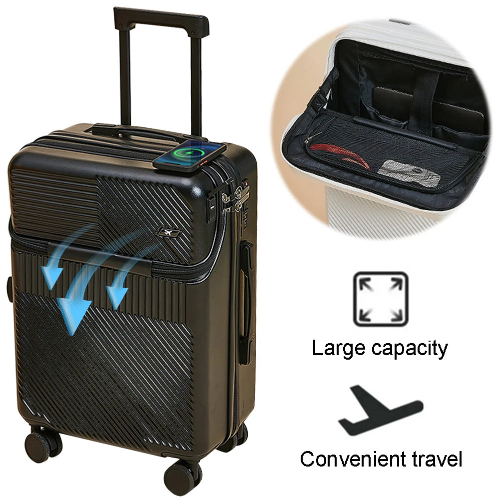 20" Expandable Carry-On Suitcase with USB Charging – Scratch-Resistant, Spinner Wheels, and Front Access for Ultimate Travel Convenience - Premium luggage from Lizard Vigilante - Just $95.99! Shop now at Lizard Vigilante