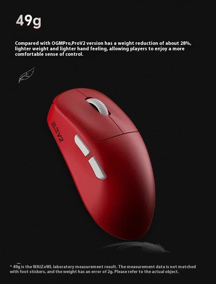 Waizowl OGM Pro V2 Hades Gaming Mouse Customize Wireless Three-Mode Paw3950 30000dpi Lightweight Gaming Mouse E-sports Ergonomic