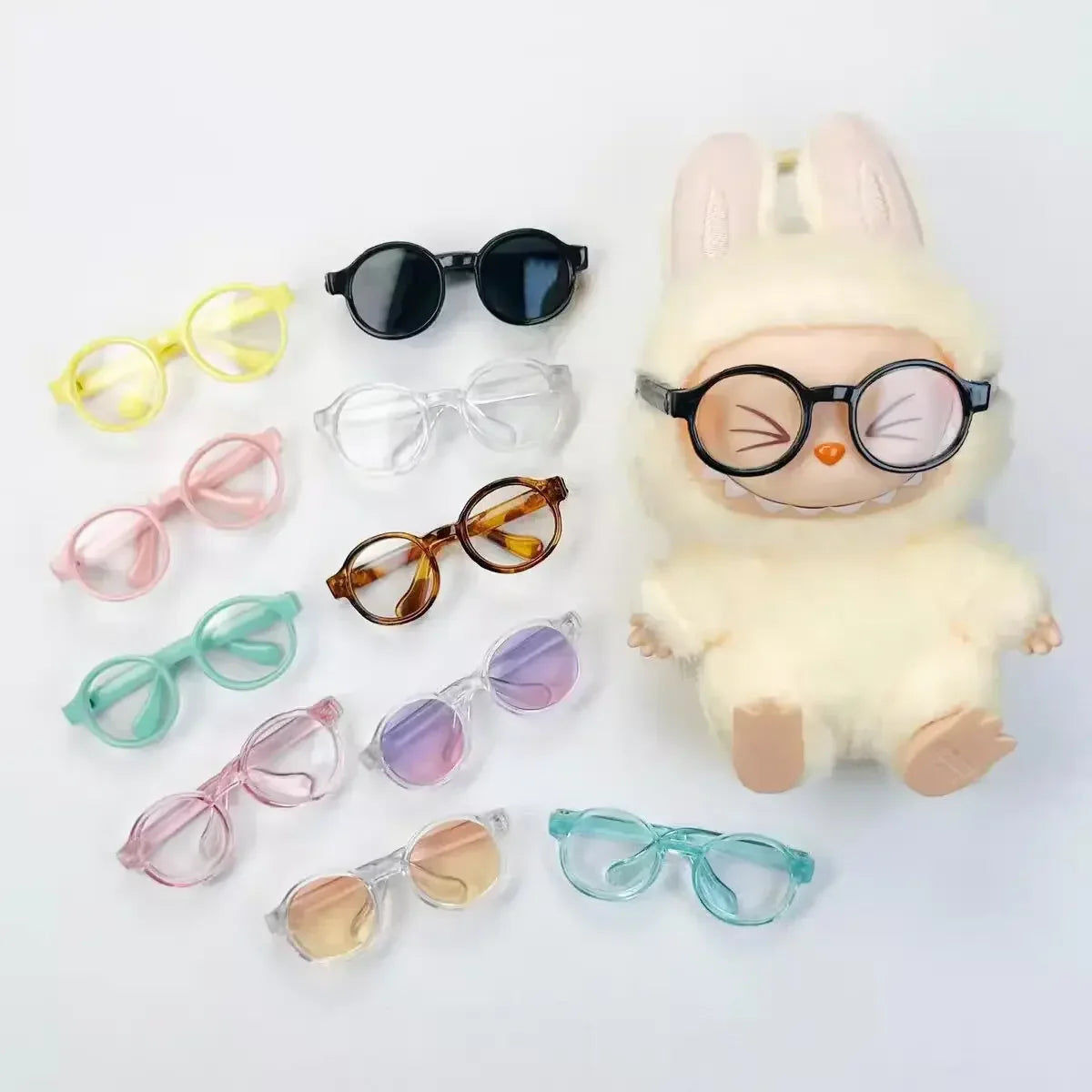Labubu 6.5cm Transparent Plastic Glasses for 1/8 1/6 1/3 1/4 BJD for Labubu MSD Plush for EXO Doll Sunglasses