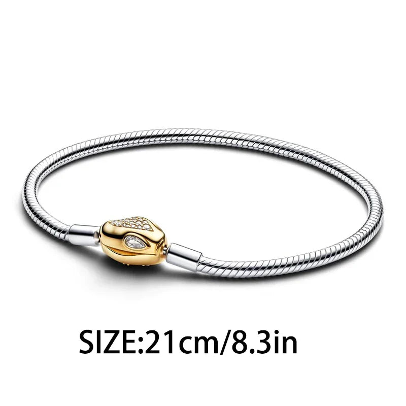925 Silver Valentine's Day Snake Year Series Pendant Suitable for 925 Sterling Silver Original Women's Bracelet DIY Jewelry Gift