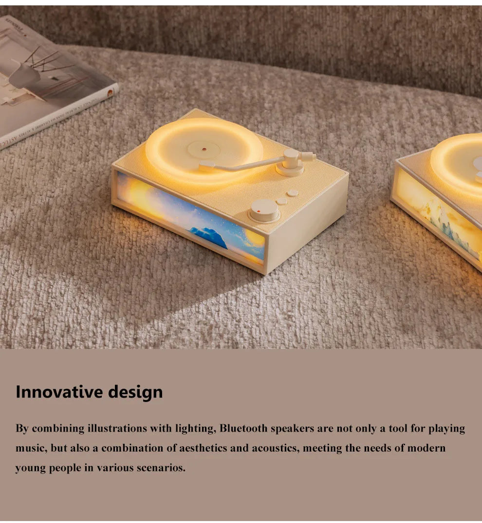 Wireless Vintage Bluetooth Speaker Portable Aromatherapy Atmosphere Light Painting Surround Sound MP3 Music Player Long Enduranc