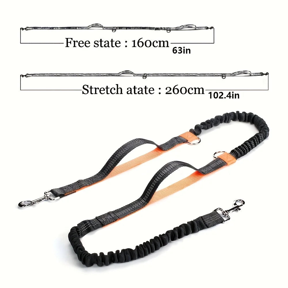 Reflective High-Visibility Hands-Free Elastic Running Belt Dog Leash | Durable Jogging and Hiking Pet Lead with Metal D-Ring Harness - Premium dog leash from Lizard Vigilante - Just $23.88! Shop now at Lizard Vigilante