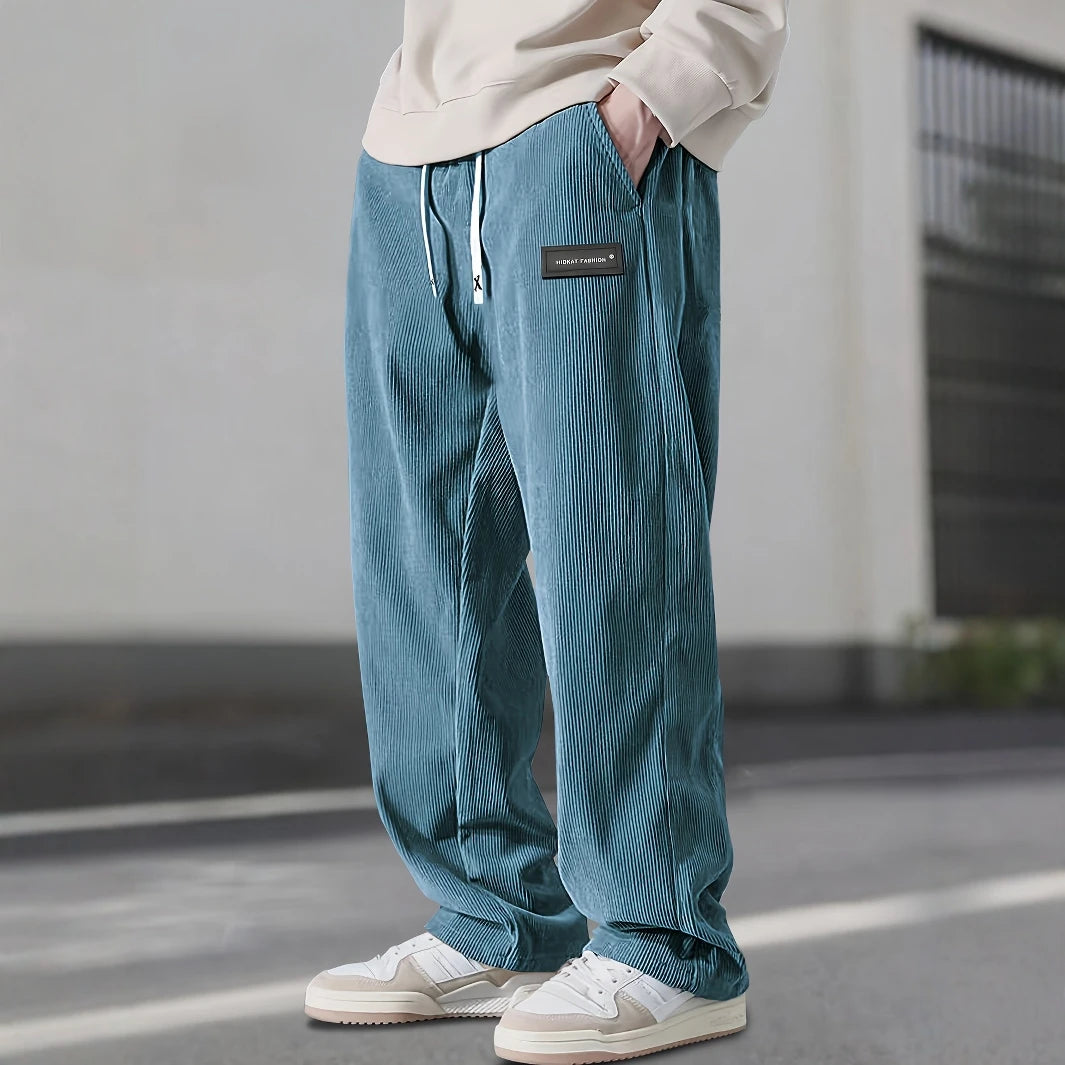 Corduroy Street King Baggy Drawstring Straight-Leg Pants