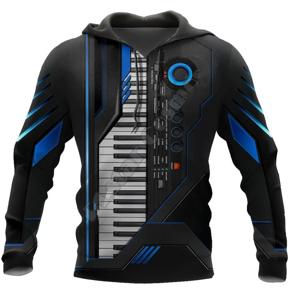 3D Musical Instrument Hoodie | Piano, Guitar, Trumpet & Violin Art Sweatshirt for Men & Women | Fun, Vibrant, & Casual Wear - Premium Long-sleeve hoodie t-shirt from Lizard Vigilante - Just $39.99! Shop now at Lizard Vigilante