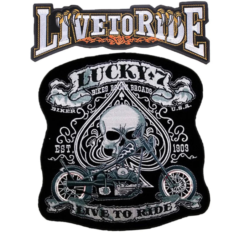 Punk Biker Patch Iron/Sew On Embroidery Patches On Clothes Skull Big Pacthes For Jacket Applique DIY Rock Large Back Pacth Badge - Lizard Vigilante