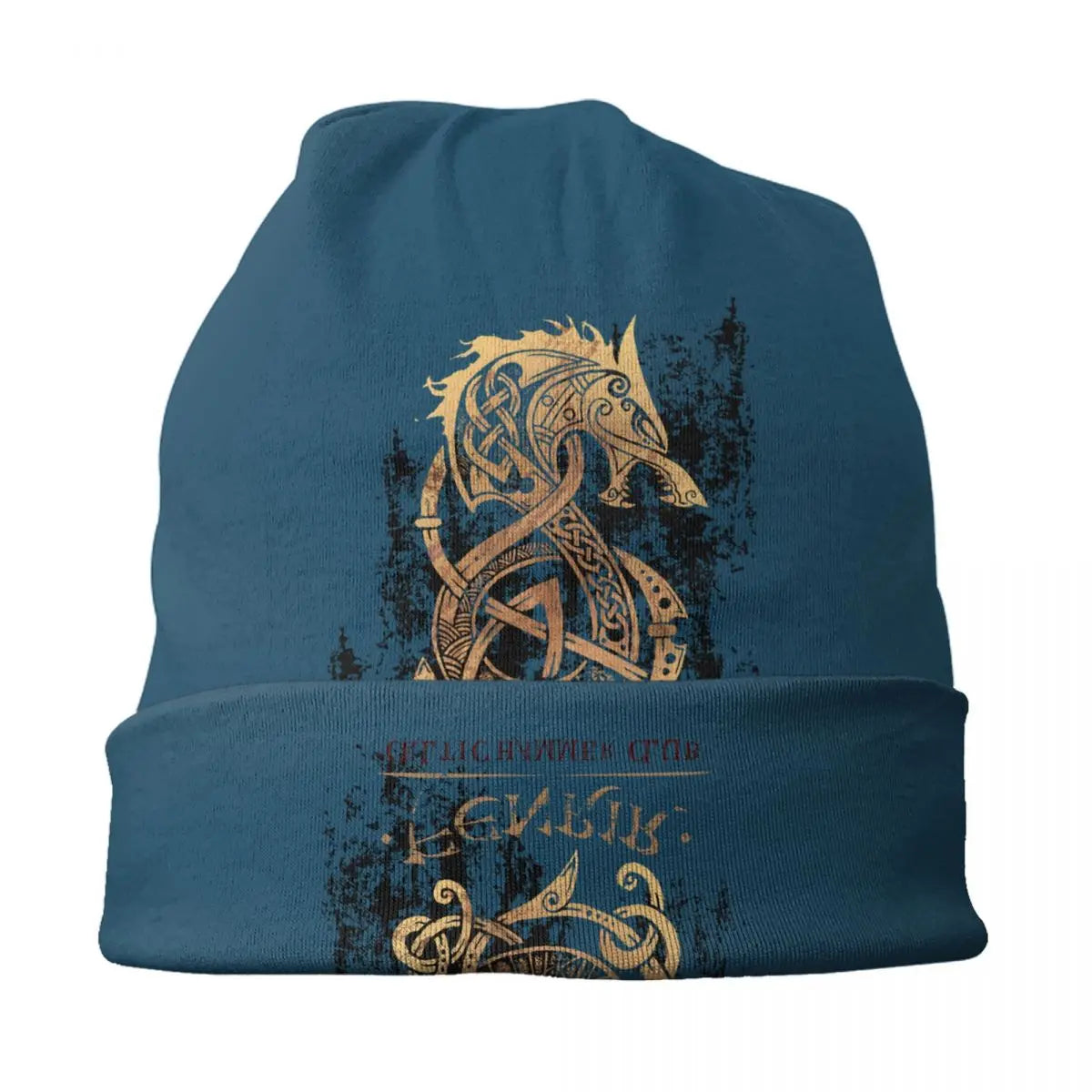 Viking Valhalla Fenrir Wolf Beanie – Nordic Skull Cap for Men and Women, Winter Warm Knit Hat with Odin’s Power - Premium beanie from Lizard Vigilante - Just $18.88! Shop now at Lizard Vigilante