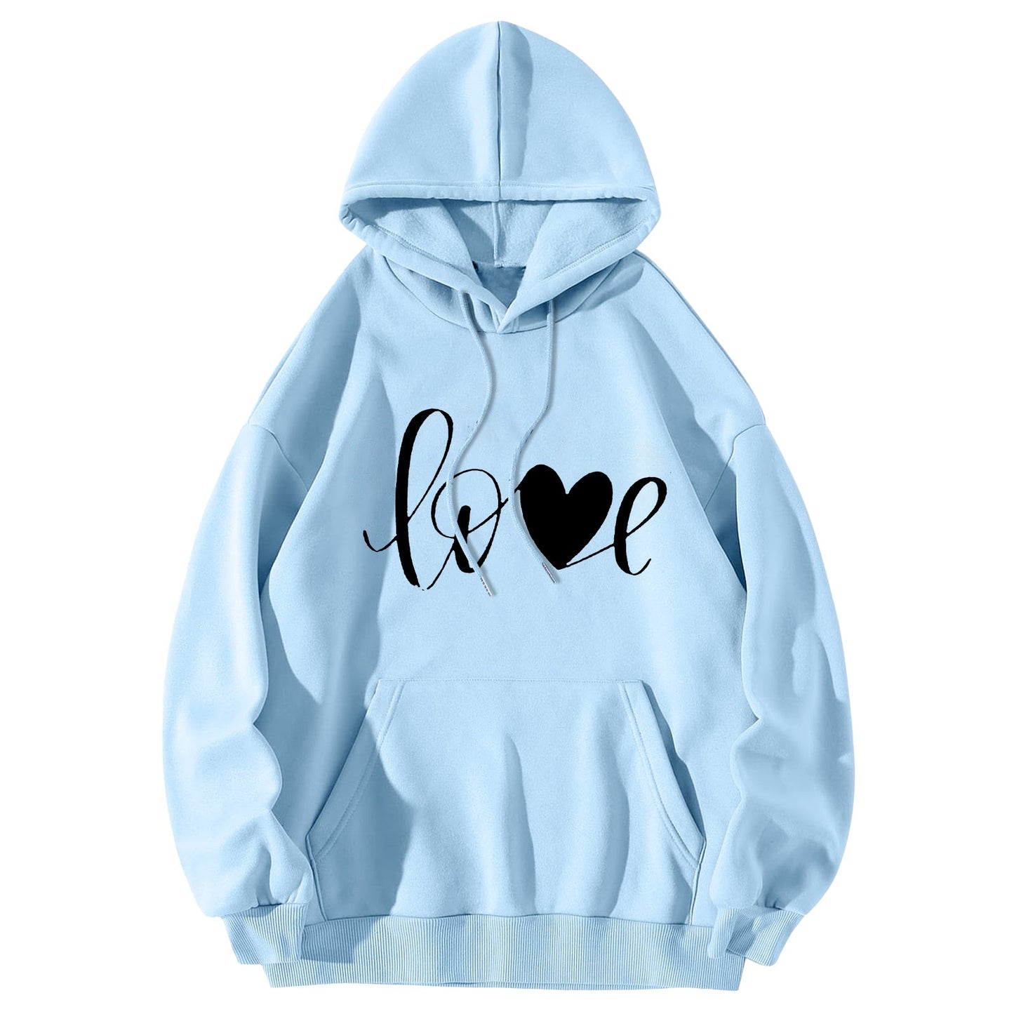 LOVE Unisex Print Long Sleeve Round Neck Hooded Sweatshirt - Premium sweatshirt from Lizard Vigilante - Just $38.88! Shop now at Lizard Vigilante