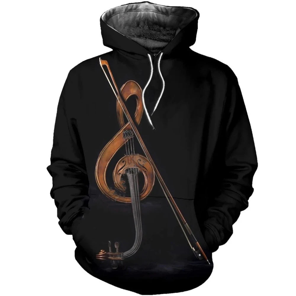 3D Musical Instrument Hoodie | Piano, Guitar, Trumpet & Violin Art Sweatshirt for Men & Women | Fun, Vibrant, & Casual Wear - Premium Long-sleeve hoodie t-shirt from Lizard Vigilante - Just $39.99! Shop now at Lizard Vigilante