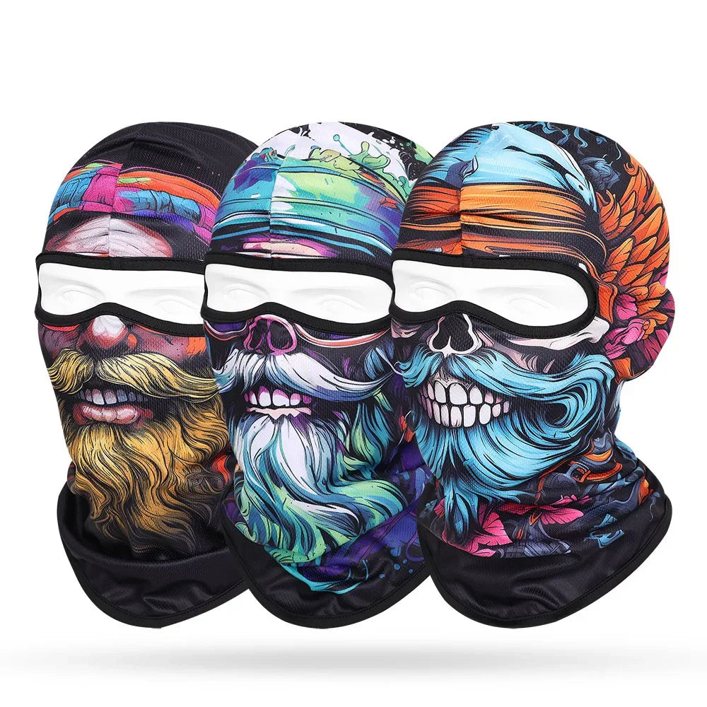 Motorcycle Balaclava Beard Print - Full Face Skull Mask for Bikers and Outdoor Enthusiasts - Premium balaclava from Lizard Vigilante - Just $14.88! Shop now at Lizard Vigilante