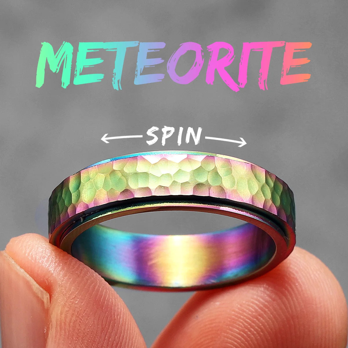 Forge Meteorite Fidget Spinner Ring | Stainless Steel Vintage Punk Jewelry for Men - Premium ring from Lizard Vigilante - Just $23.88! Shop now at Lizard Vigilante