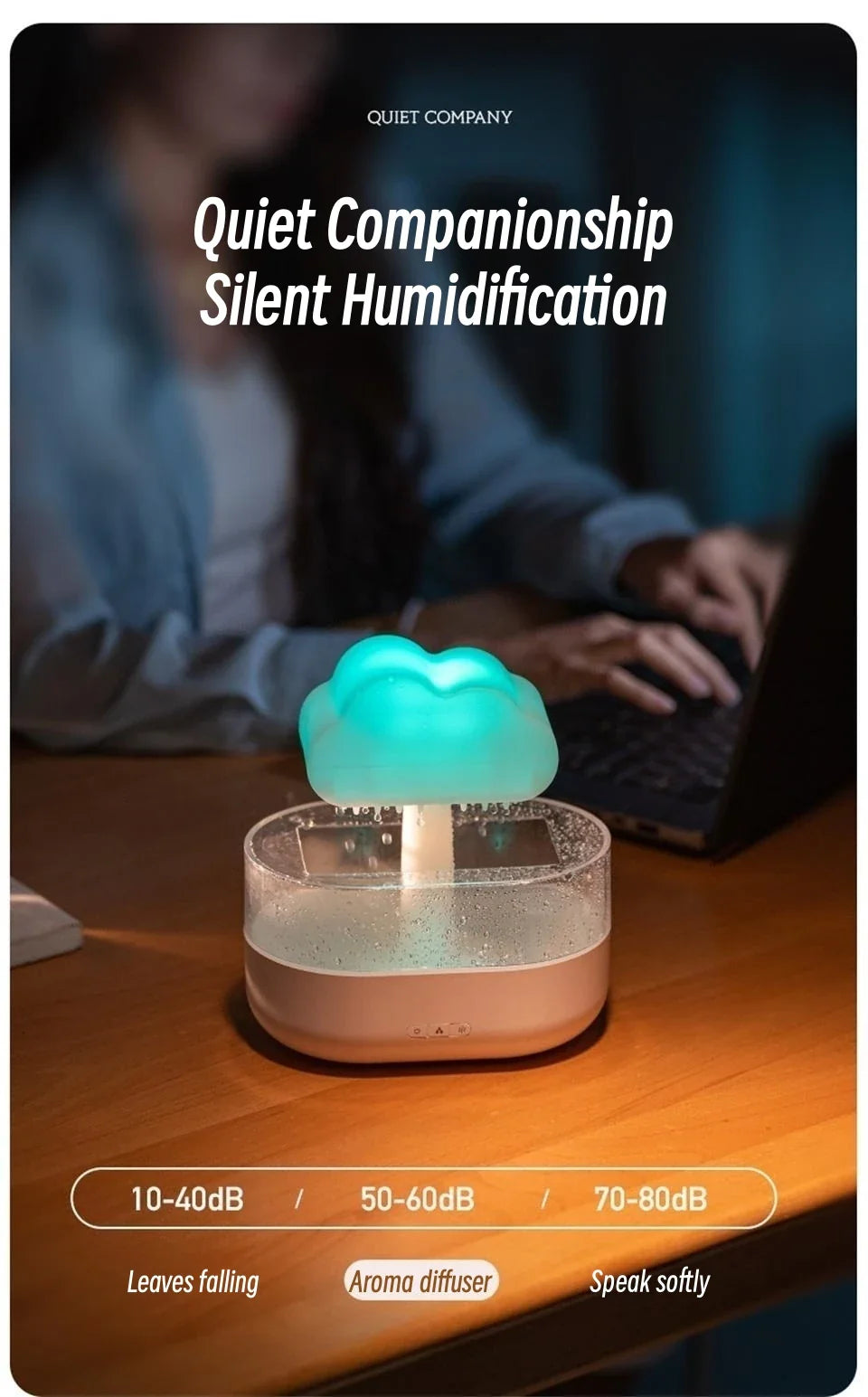 Mi Mushroom Air Humidifier Wireless Fragrance Diffuser Bedroom Essential Oils Diffuser Rain Cloud Night Light Home Appliance