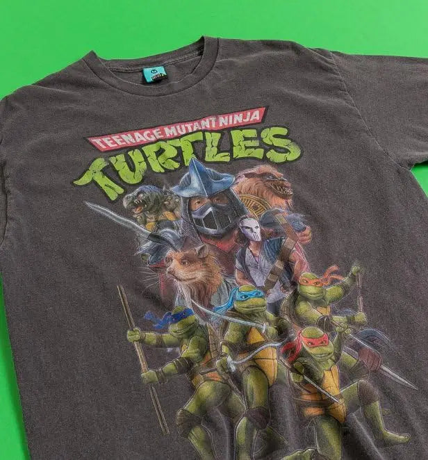 Teenage Mutant Ninja Turtles Retro Vintage Wash Charcoal T-Shirt – Classic Movie-Inspired Cotton Tee for Men - Premium tee from Lizard Vigilante - Just $24.88! Shop now at Lizard Vigilante