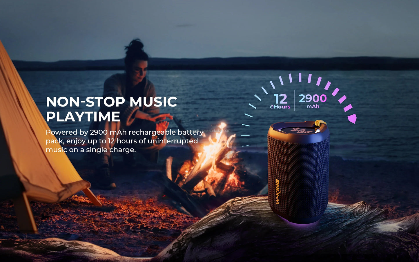 Bluetooth Speaker with LED Display Heavy Bass and 15W Power Waterproof IPX7 for Outdoor Parties