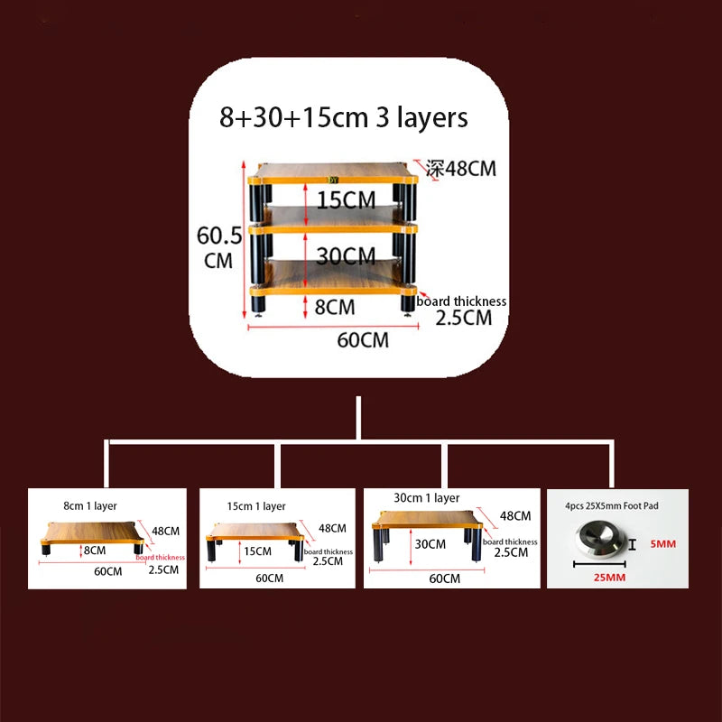🎶 CHANGELIN Iron Reverb HiFi Audio Rack — Heavy-Duty CD Player, DAC & Amplifier Cabinet with Shock-Absorbing Spikes for Pure Sonic Power