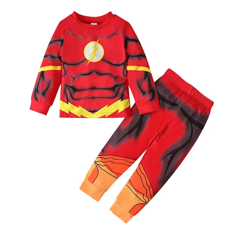 Avengers Superhero Pajama Set — Boys Long Sleeve Spider-Man & Iron Man Nightwear Cosplay Costume