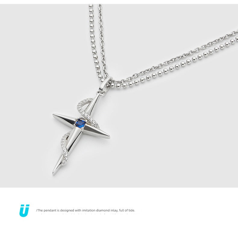 Guuka 925 Sterling Silver Eight-Pointed Star Necklace – Elegant Cross Chain Design for Women - Premium necklace from Lizard Vigilante - Just $58.88! Shop now at Lizard Vigilante