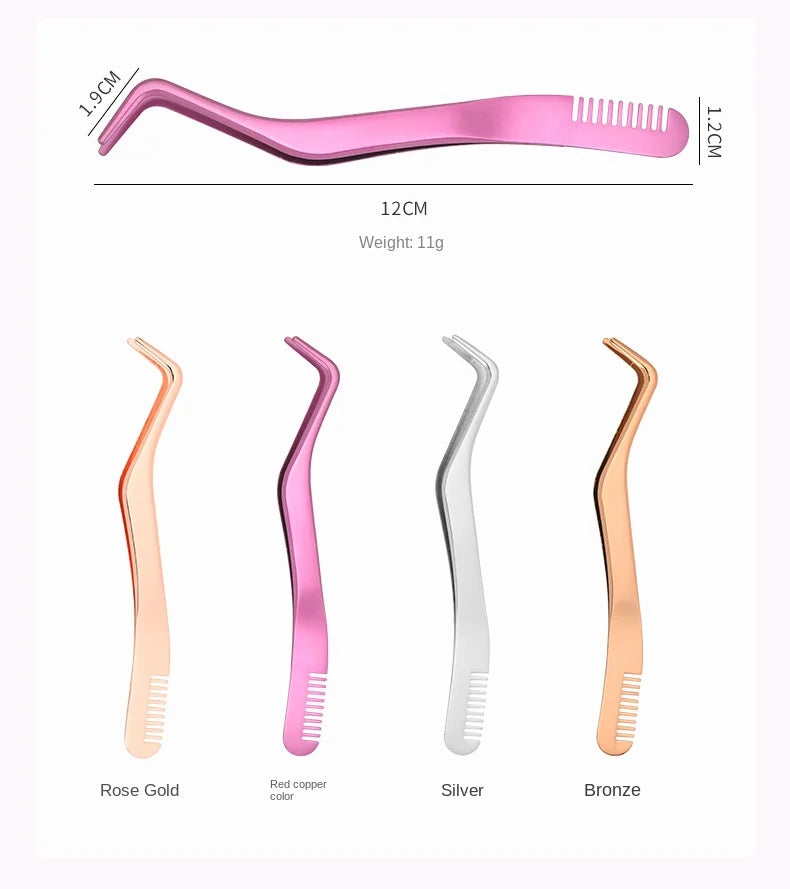 1 Pc Eyelash Comb Tweezers Stainless Steel Anti-Static Non-Magnetic Professional  Lashes Extension Tweezers Makeup Tools