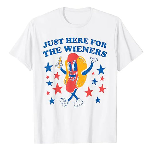 I'm Just Here for The Wieners Hot Dog 4Th of July T-Shirt Hotdogs Fast Food Lover Graphic Tee Tops Humor Funny Americans Clothes - Premium t-shirt from Lizard Vigilante - Just $23.99! Shop now at Lizard Vigilante