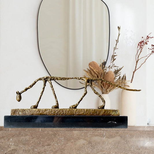 Bronze Cat Statue Abstract Cat Sculpture Classical Giacometti Art Reproduction Skeleton Animal Statue For Home Decor Collection