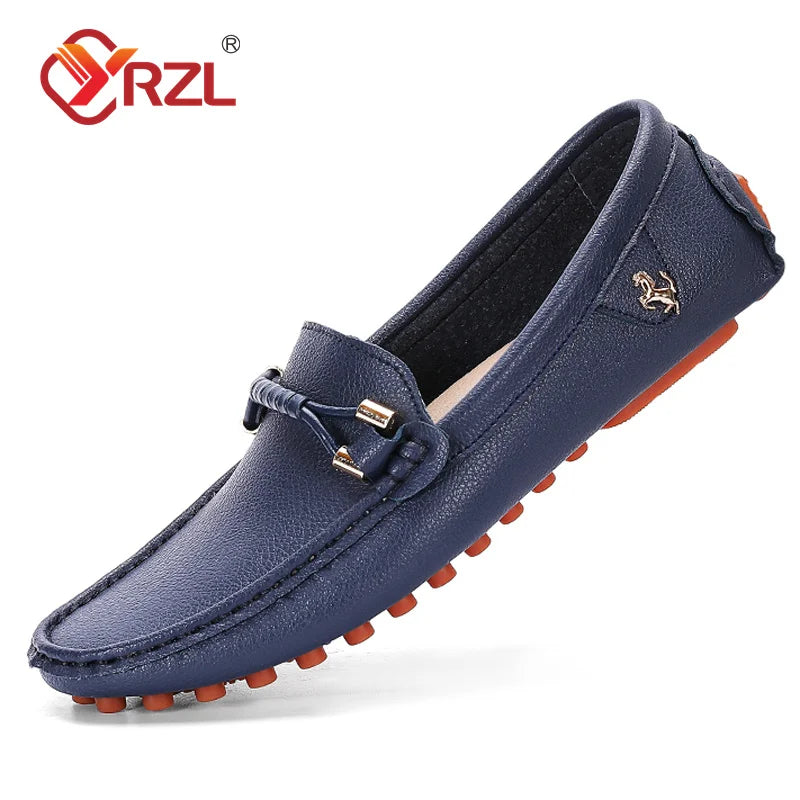 YRZL Men's Handmade Leather Loafers – Casual Slip-On Driving Flats, Luxury Moccasins for Men, Comfortable Shoes Plus Size 37-48 - Premium sandals from Lizard Vigilante - Just $40.99! Shop now at Lizard Vigilante