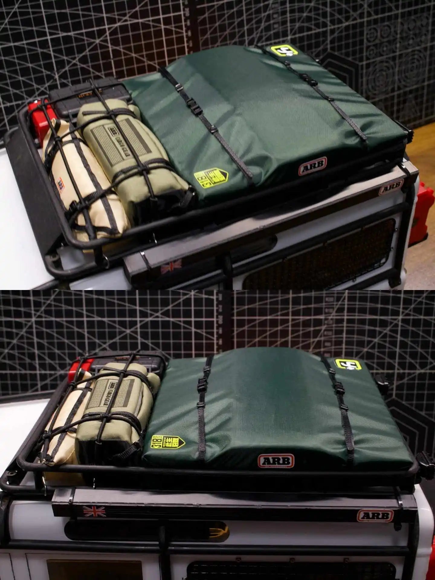 Simulated Tent Bag Side Tent Mood Accessory for 1/8 1/10 RC Track Car Traxxas TRX4 Defender Bronco AXIAL SCX10 RC4WD Decoration