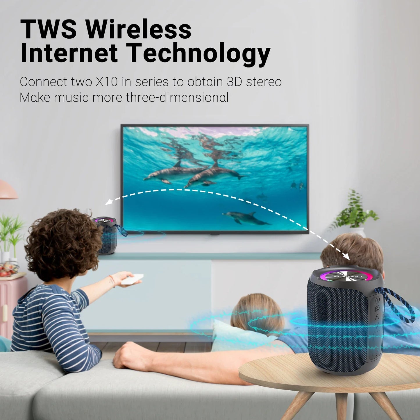 Portable Bluetooth Speaker BT5.0 IPX7 Waterproof Stereo Music Surround Wireless Speaker With LED Light Subwoofer Outdoor Speaker