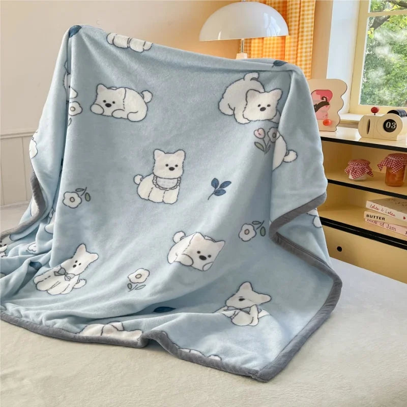 Warm Plush Blanket Comfortable 2024 New Winter Blanket Cartoon Four Season Flannel Soft Bed Cover Office Napping Blanket