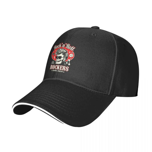 Rockabilly Rock Baseball Cap Roll Skull Outdoor Gym Sunscreen Trucker Hat Summer Stylish Custom Logo Men Adult Baseball Caps - Premium  from Lizard Vigilante - Just $19.99! Shop now at Lizard Vigilante