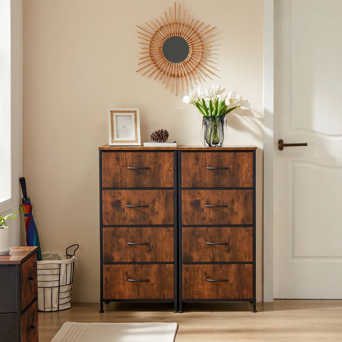 JHK Modern Minimalist Dresser with 4 Fabric Drawers – Stylish Steel Frame Storage Cabinet for Bedroom - Premium cabinet from Lizard Vigilante - Just $58.88! Shop now at Lizard Vigilante