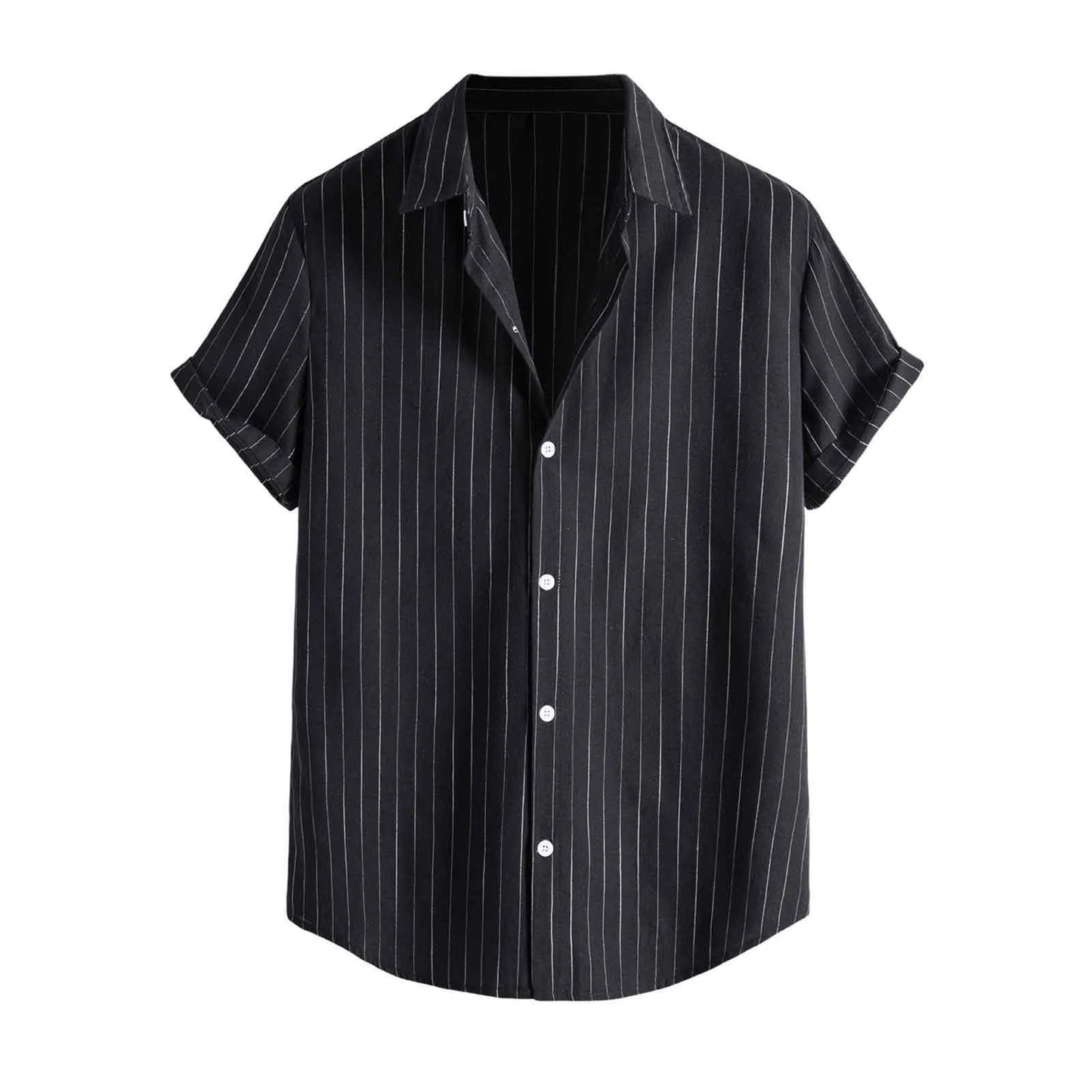 Mens Shirts Casual Striped Short Sleeved Shirts Turn-Down Collar Shirt Top Fashion Summer Male Clothing 2024 Harajuku Streetwear - Premium  from Lizard Vigilante - Just $11.99! Shop now at Lizard Vigilante