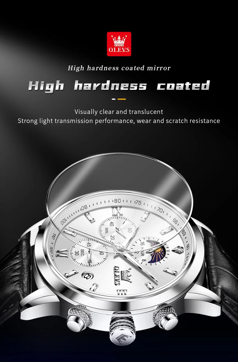 OLEVS 9812 Men's Watch Chronograph Waterproof Moonphase Multi functional Men's Watch Luxury Brand Men's Original Quartz Watch - Premium  from Lizard Vigilante - Just $35.99! Shop now at Lizard Vigilante