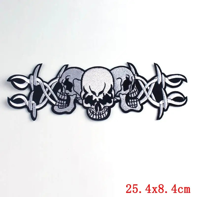 Punk Biker Patch Iron/Sew On Embroidery Patches On Clothes Skull Big Pacthes For Jacket Applique DIY Rock Large Back Pacth Badge - Lizard Vigilante