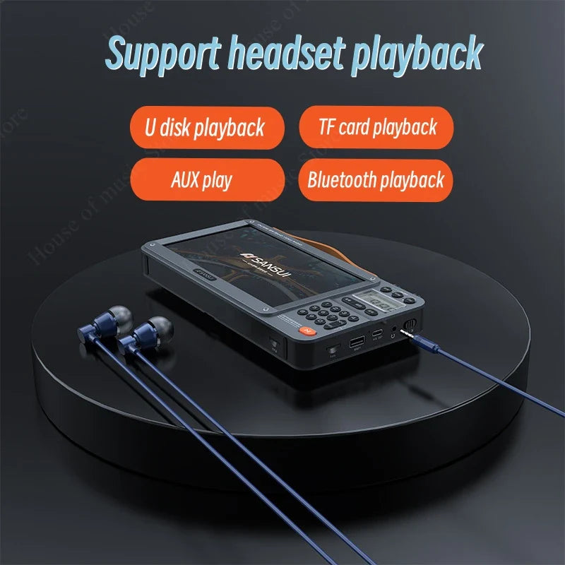 SANSUI Wireless Bluetooth Speakers Home Full-band Radio LED HD Video Player Portable MP4 Walkman Built-in Rechargeable Battery
