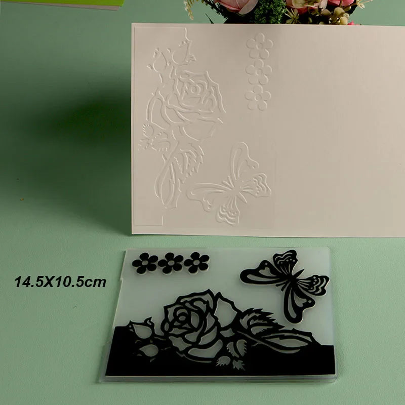DUOFEN Crafts plastic embossing folder collection 2 paper embossing flower mold Christmas Birthday Easter day wedding