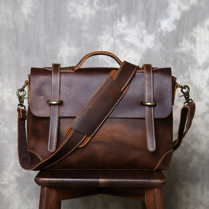 Vintage Leather Messenger Bag - Timeless Style and Durability - Premium messenger bag from Lizard Vigilante - Just $138.88! Shop now at Lizard Vigilante