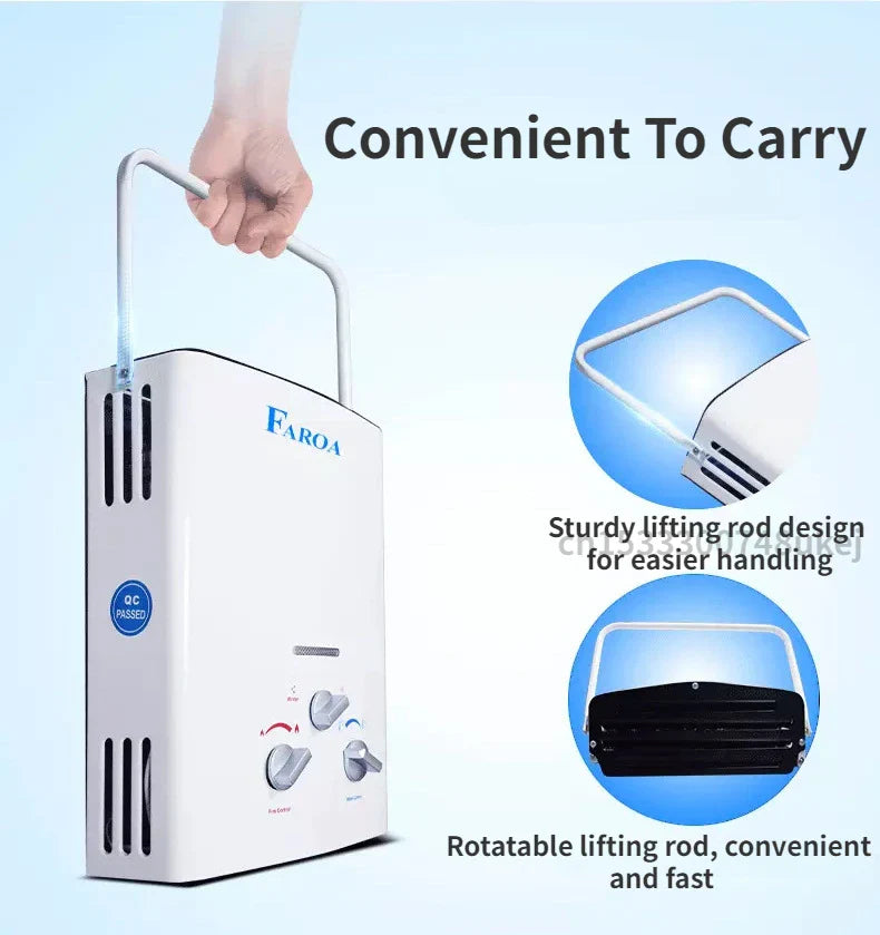 LPG Propane Gas Tankless Water Heater 6L Outdoor Camping Instant Bath With Shower Head Hot Water Heater Boiler Car Truck Tent