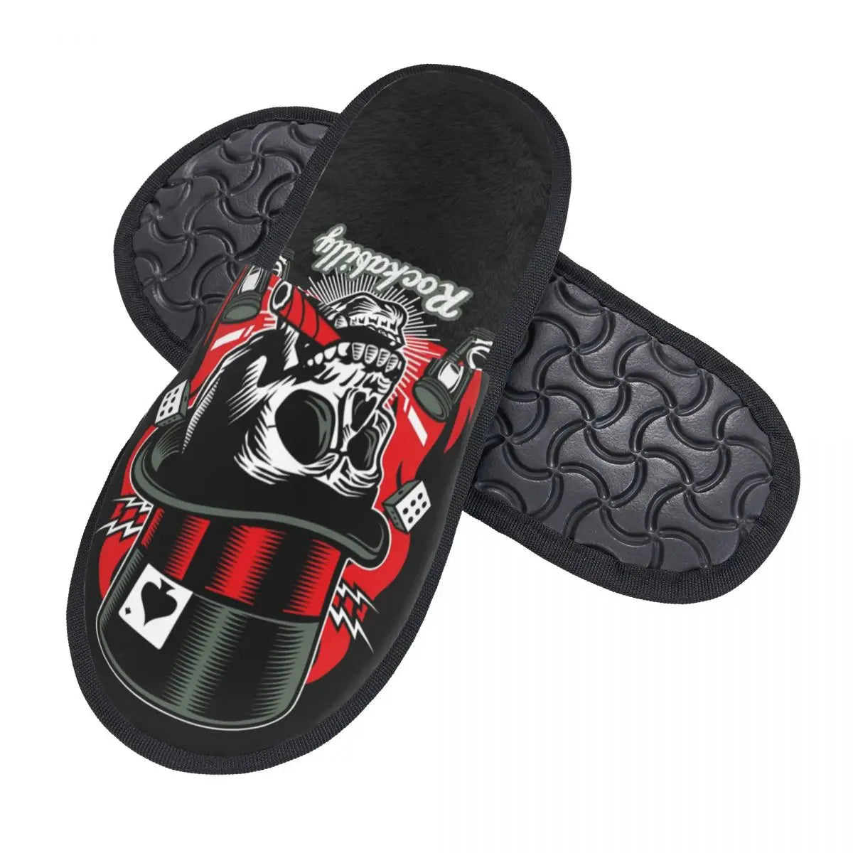 Rockabilly Skull Retro Classic Rock and Roll Slippers - Premium slippers from Lizard Vigilante - Just $23.88! Shop now at Lizard Vigilante